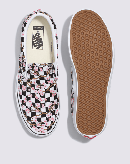 Vans Customs Classic Slip-On Checkerboard Shoe in Cherry Blossom Pink / Black
