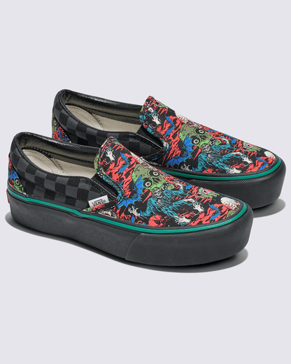 Vans Customs Classic Slip-On Platform Halloween Shoe in Customs