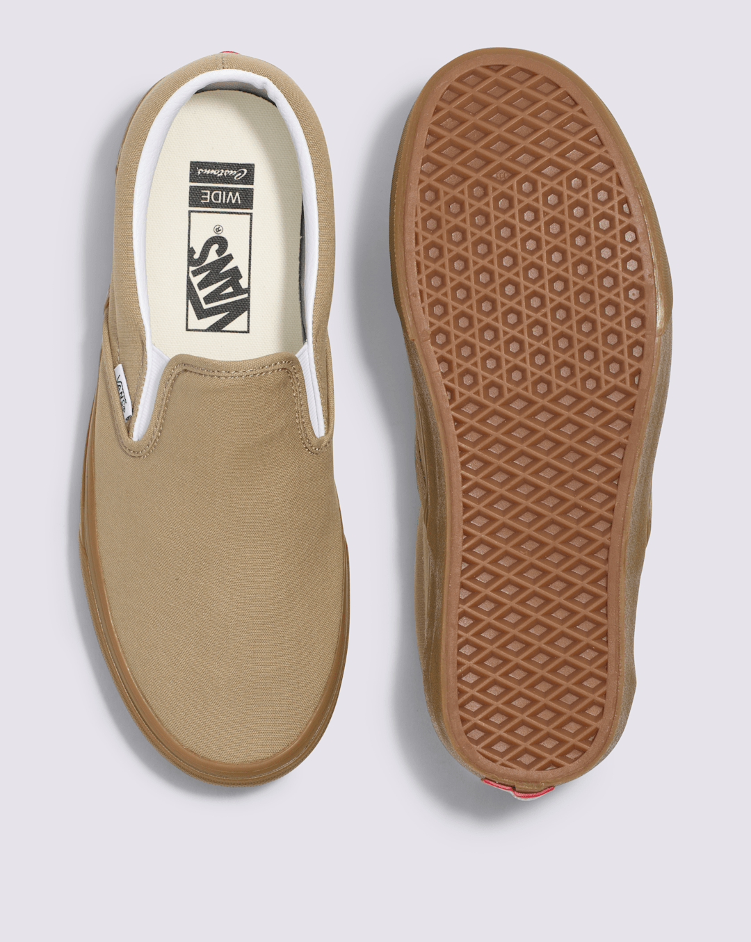 Vans Customs Classic Slip-On Wide Shoe in Tan Brown