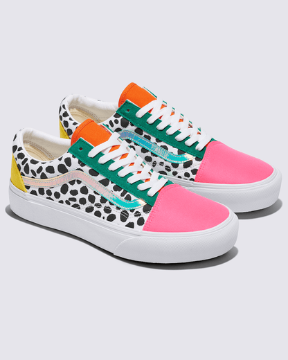 Vans Customs Old Skool Platform Shoe in Pink / White / Black