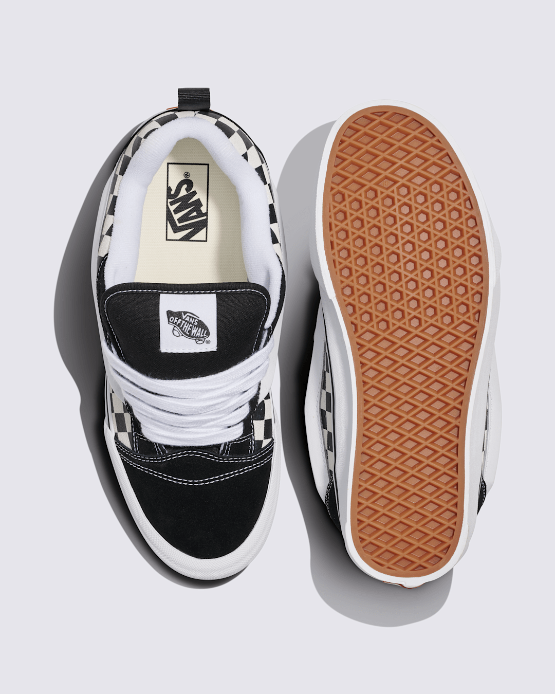 Vans Knu Skool Checkerboard Shoe in Checkerboard Black / True White