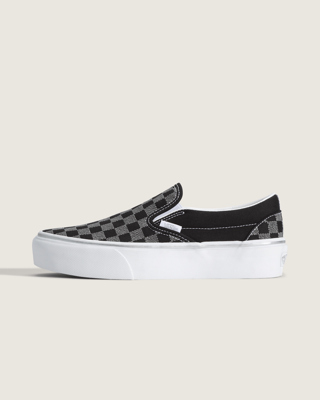 Vans Classic Slip-On Platform Checkerboard Shoe in Checkerboard Black