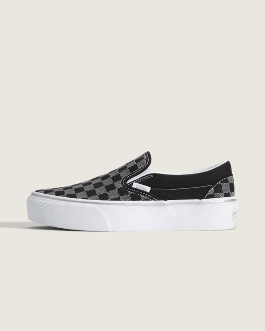 Vans Classic Slip-On Platform Checkerboard Shoe in Checkerboard Black