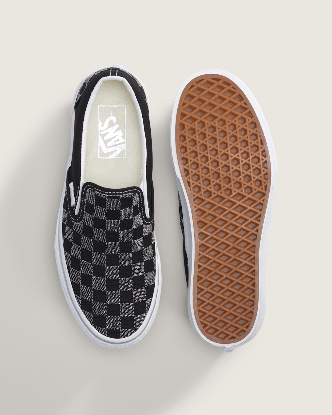 Vans Classic Slip-On Platform Checkerboard Shoe in Checkerboard Black