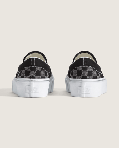 Vans Classic Slip-On Platform Checkerboard Shoe in Checkerboard Black