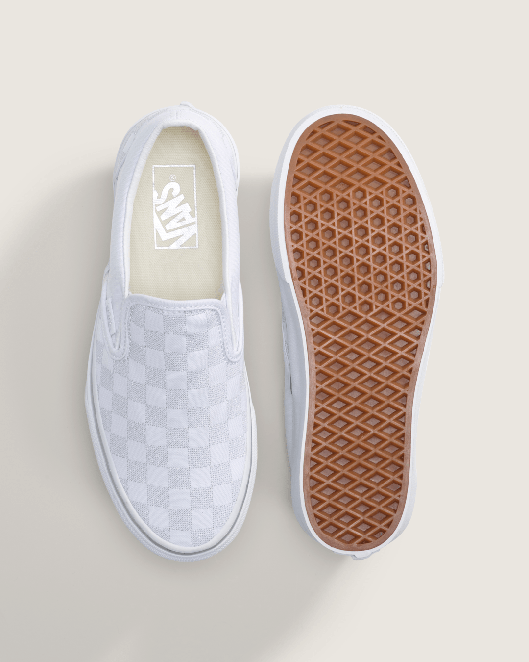 Vans Classic Slip-On Platform Checkerboard Shoe in Checkerboard Silver Grey