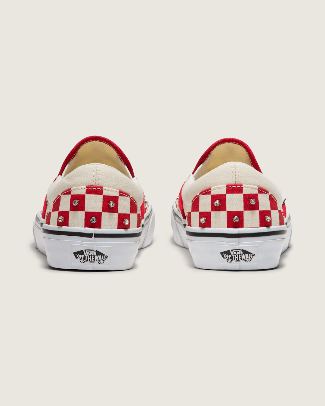 Vans Classic Slip-On Checkerboard Shoe in Racing Red / White