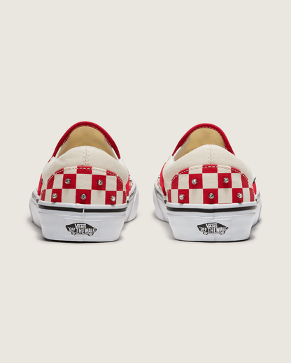 Vans Classic Slip-On Checkerboard Shoe in Racing Red / White