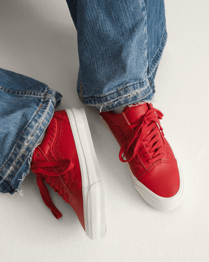 Vans Premium Old Skool Shoe in Racing Red