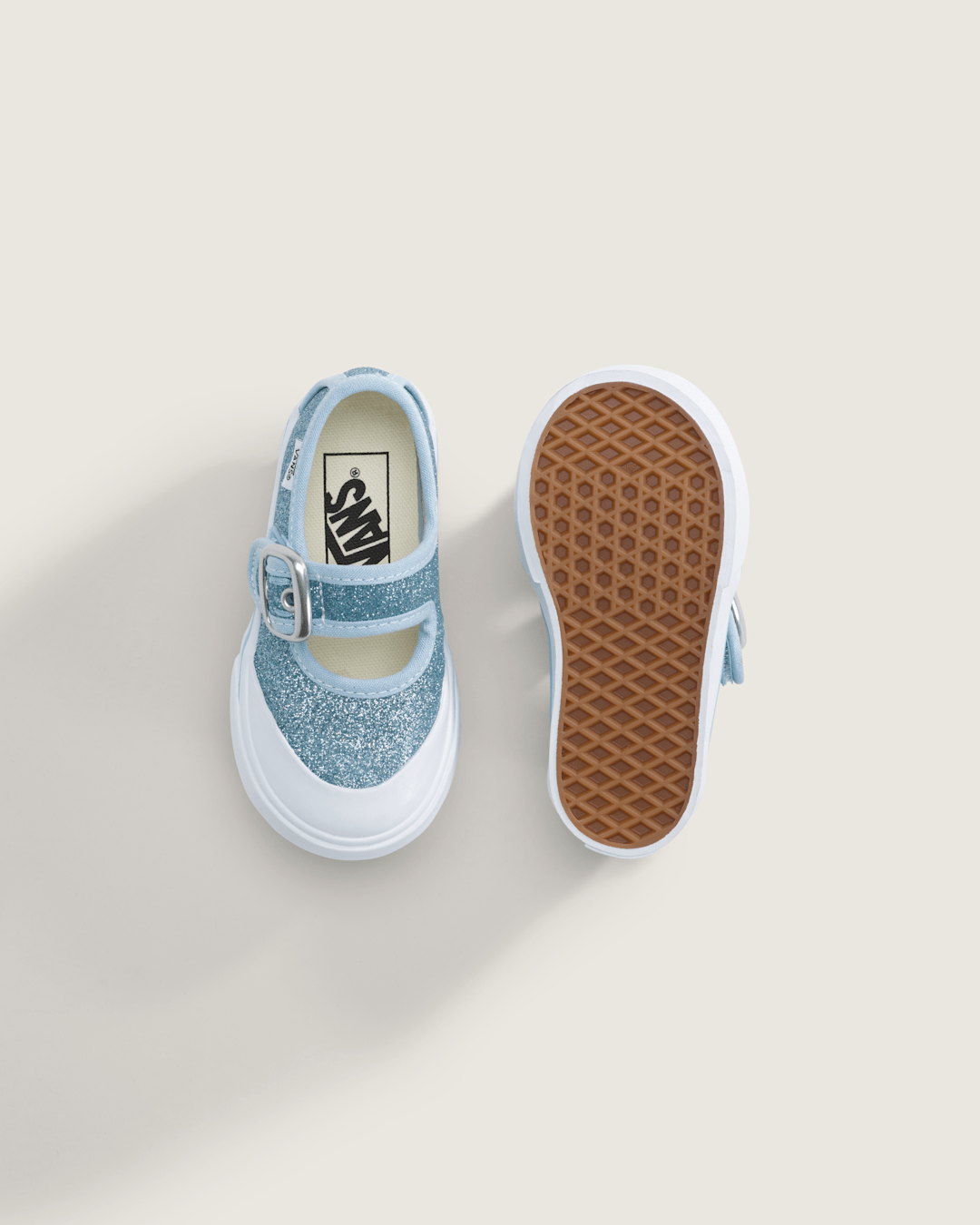 Vans Toddler Mary Jane Shoe in Glitter Cloud Blue