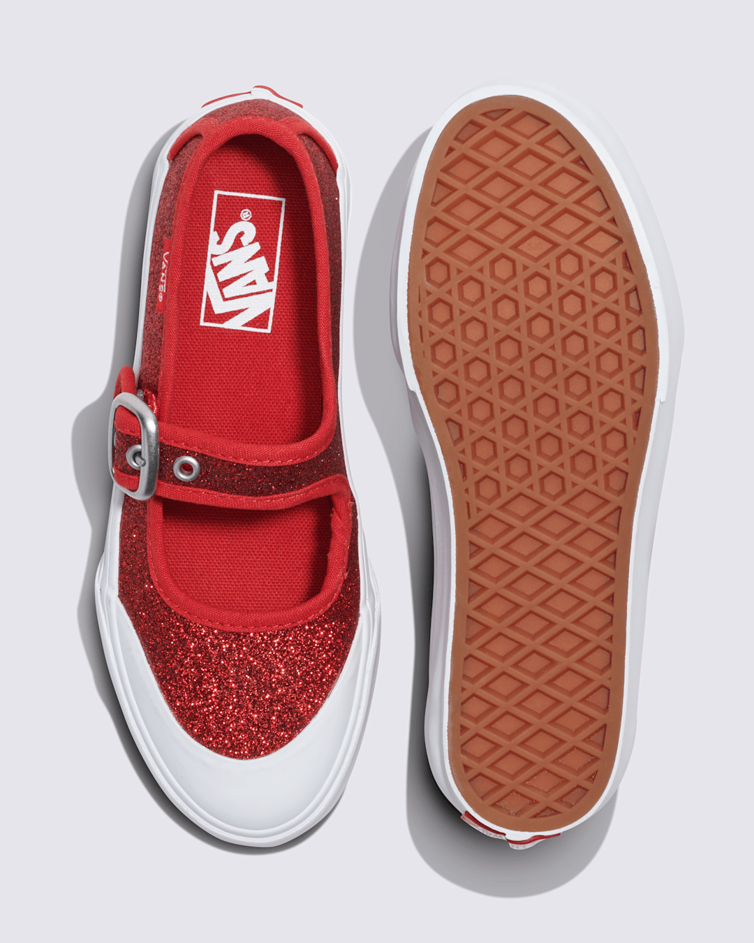 Vans Little Kids Mary Jane Shoe in Glitter Red
