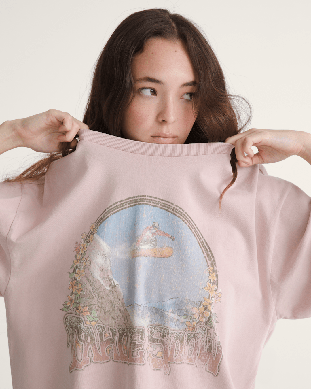 Vans Snow Chutes T-Shirt in Sepia Rose Pink
