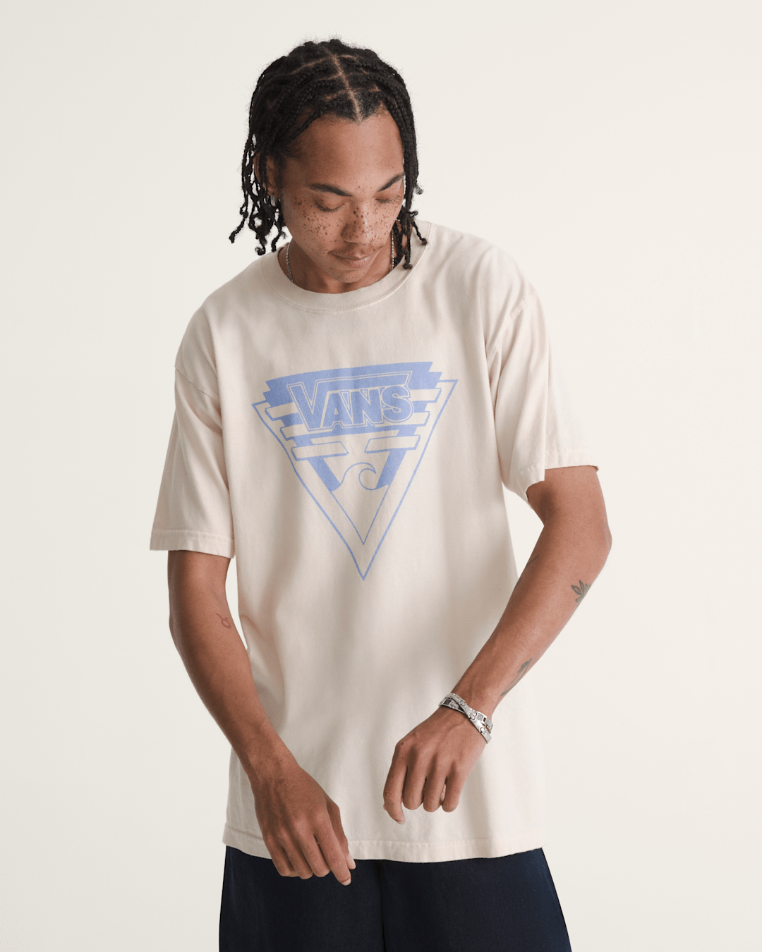 Vans Waffle Shop Wave Blend T-Shirt in Marshmallow White