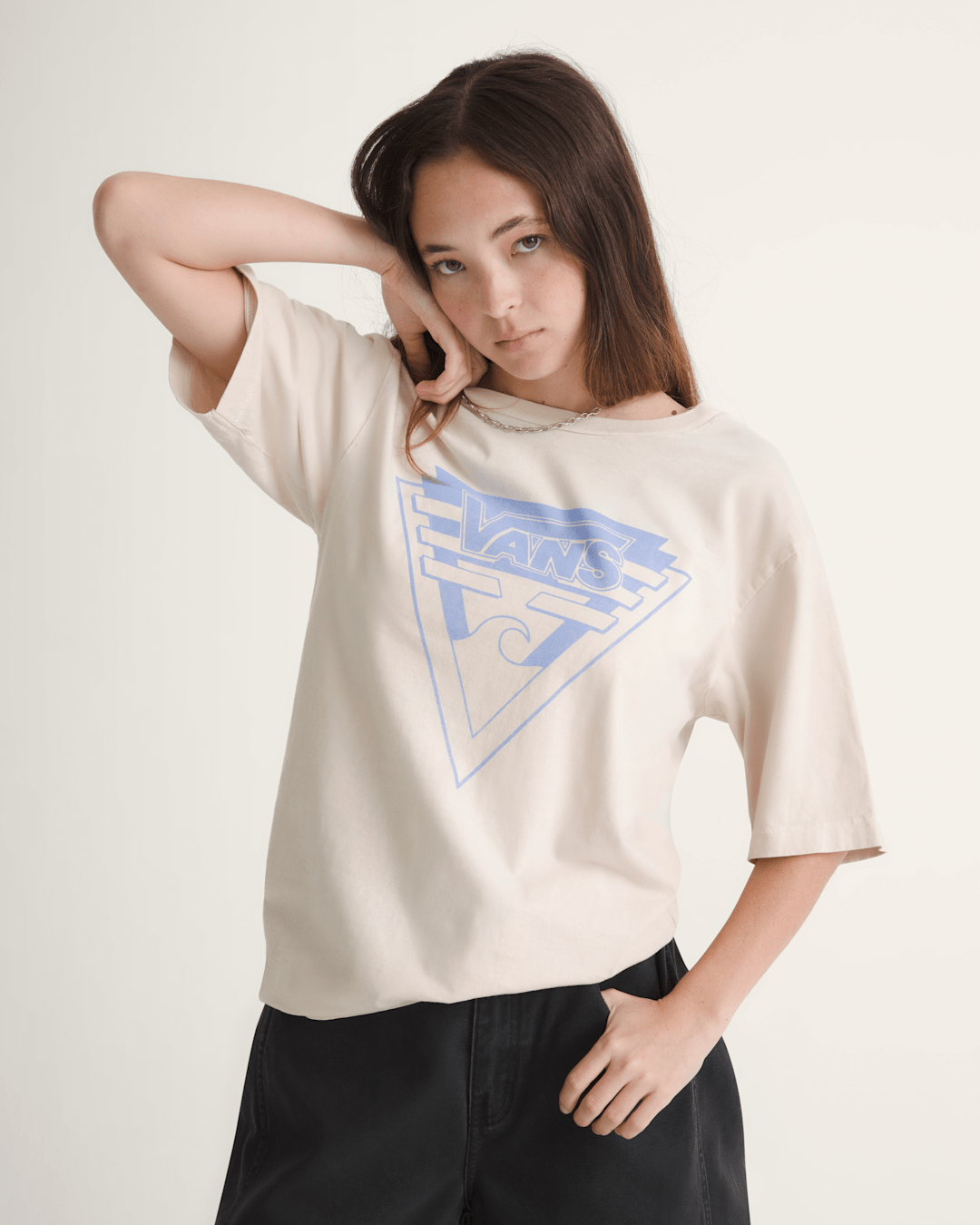 Vans Waffle Shop Wave Blend T-Shirt in Marshmallow White