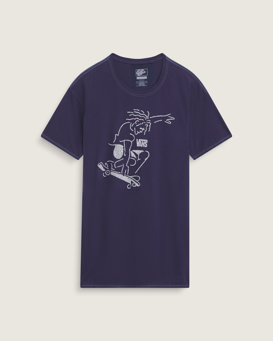 Vans Waffle Shop Skate Crest T-Shirt in Navy Blue