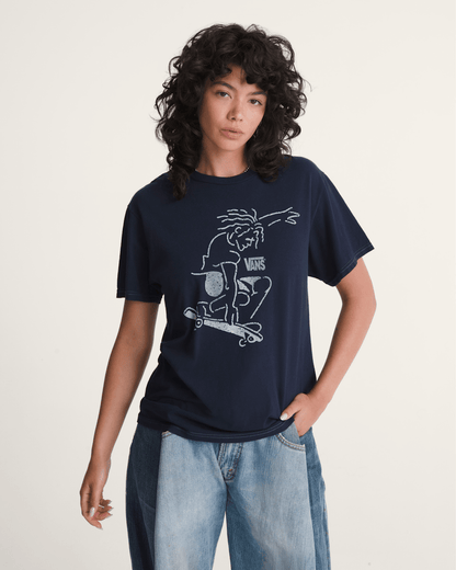 Vans Waffle Shop Skate Crest T-Shirt in Navy Blue