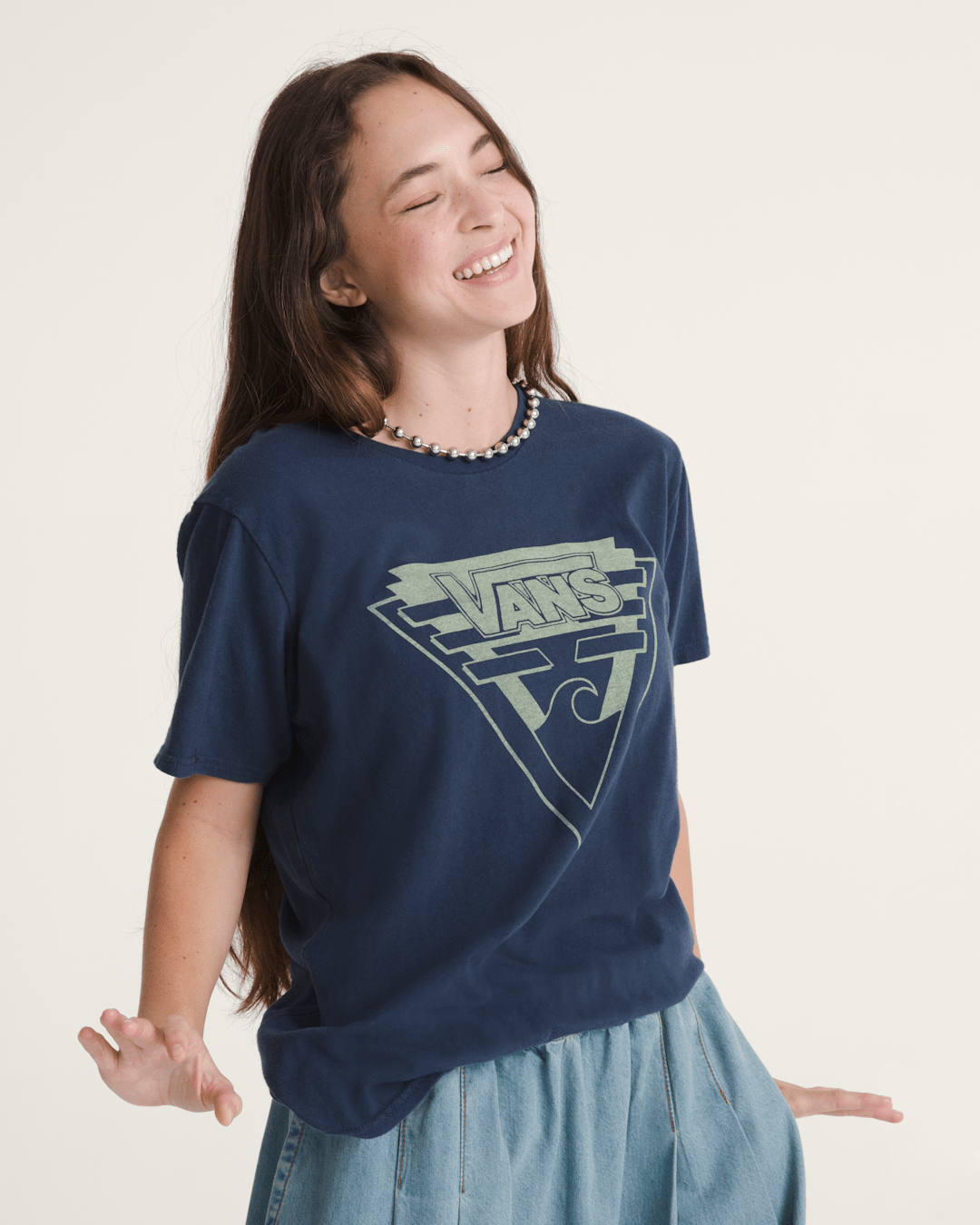 Vans Waffle Shop Wave Blend T-Shirt in Navy Blue