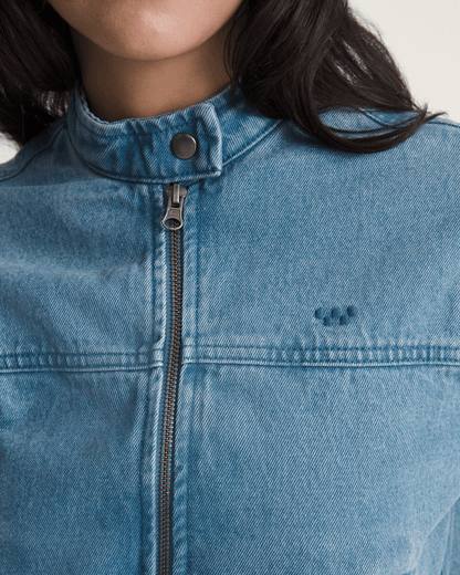 Vans Premium Pomona Collarless Station Jacket in Stonewash Blue