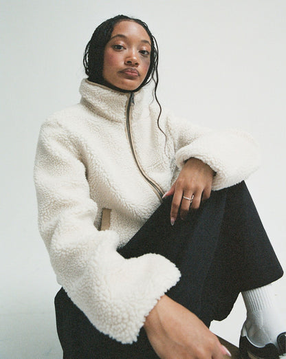 Vans Misty Fog High Pile Jacket in Egret Beige