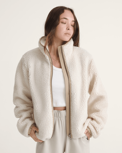 Vans Misty Fog High Pile Jacket in Egret Beige