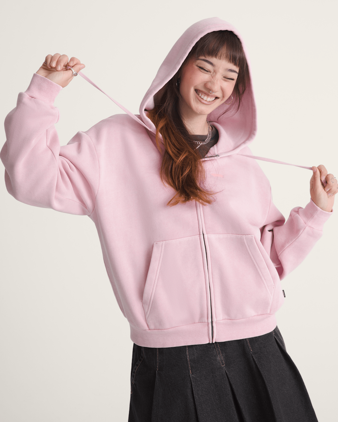 Vans Salton Washed Full Zip Hoodie in CORAL BLUSH