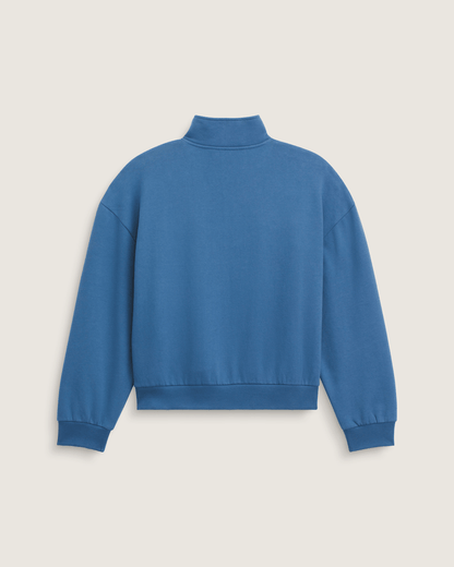 Vans Script Logo Mock Neck Sweatshirt in True Navy Blue