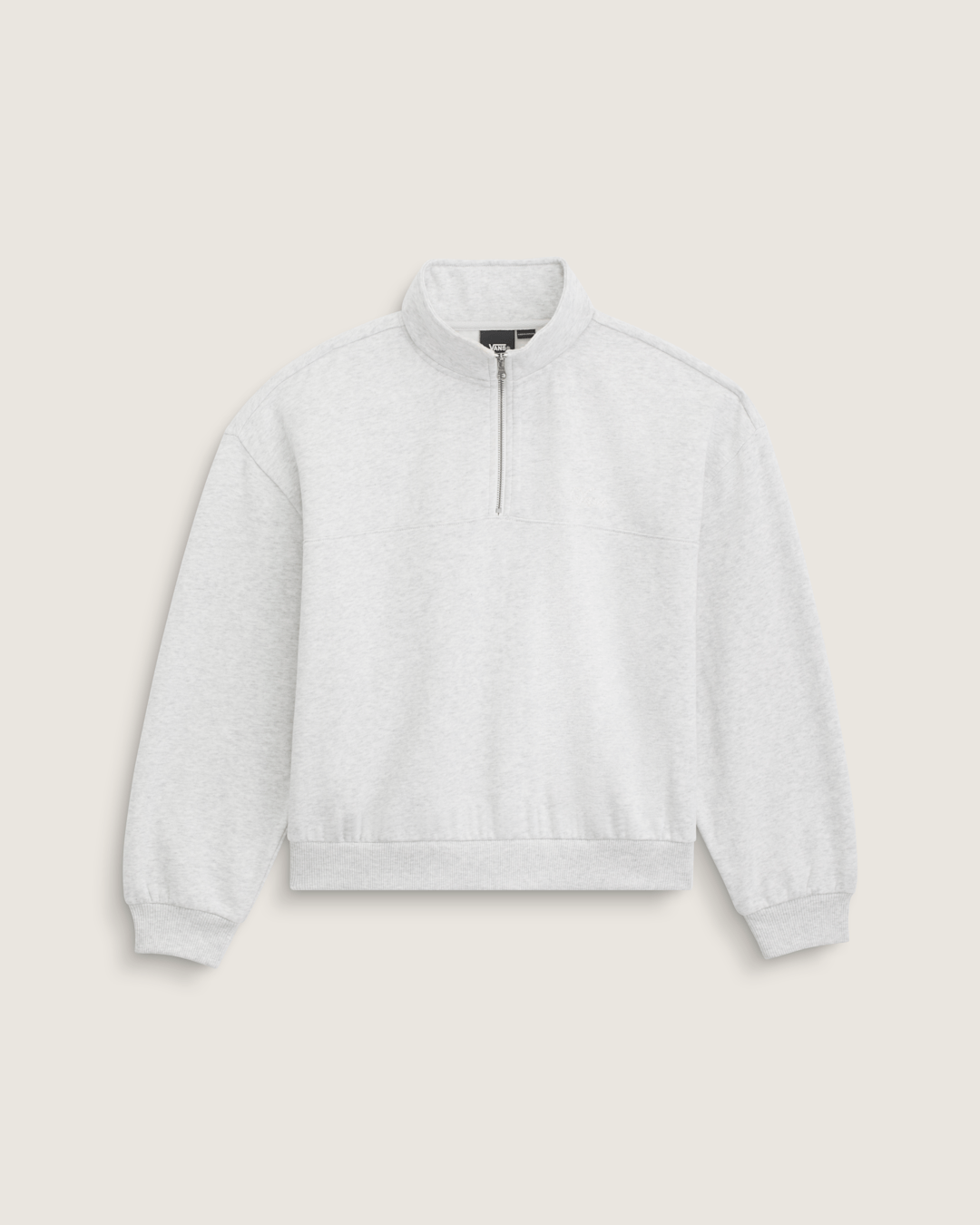 Vans Script Logo Mock Neck Sweatshirt in White Heather