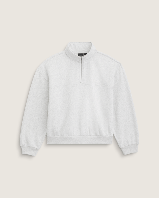 Vans Script Logo Mock Neck Sweatshirt in White Heather