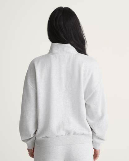 Vans Script Logo Mock Neck Sweatshirt in White Heather