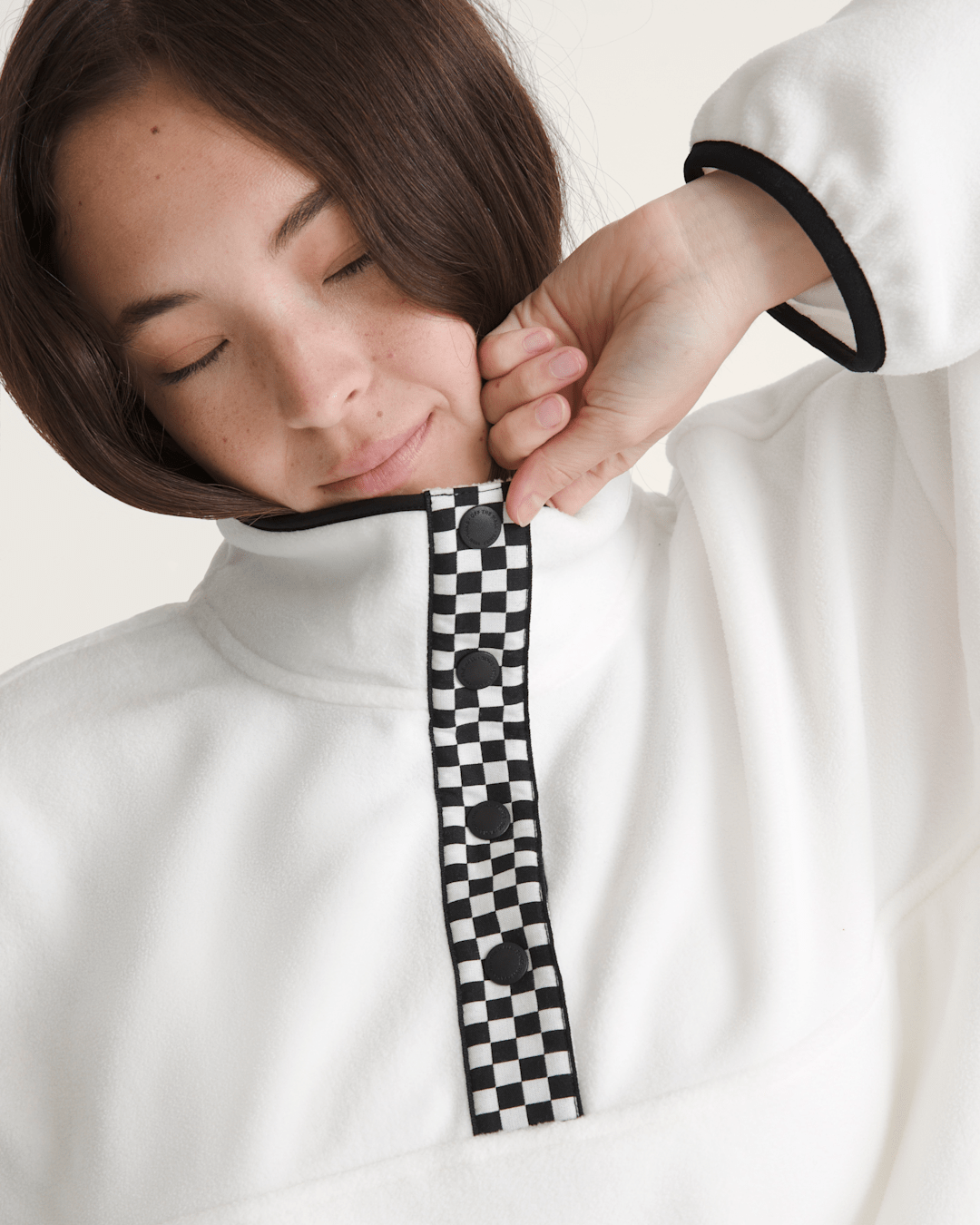 Vans Check Mark Polar Sweatshirt in Egret White