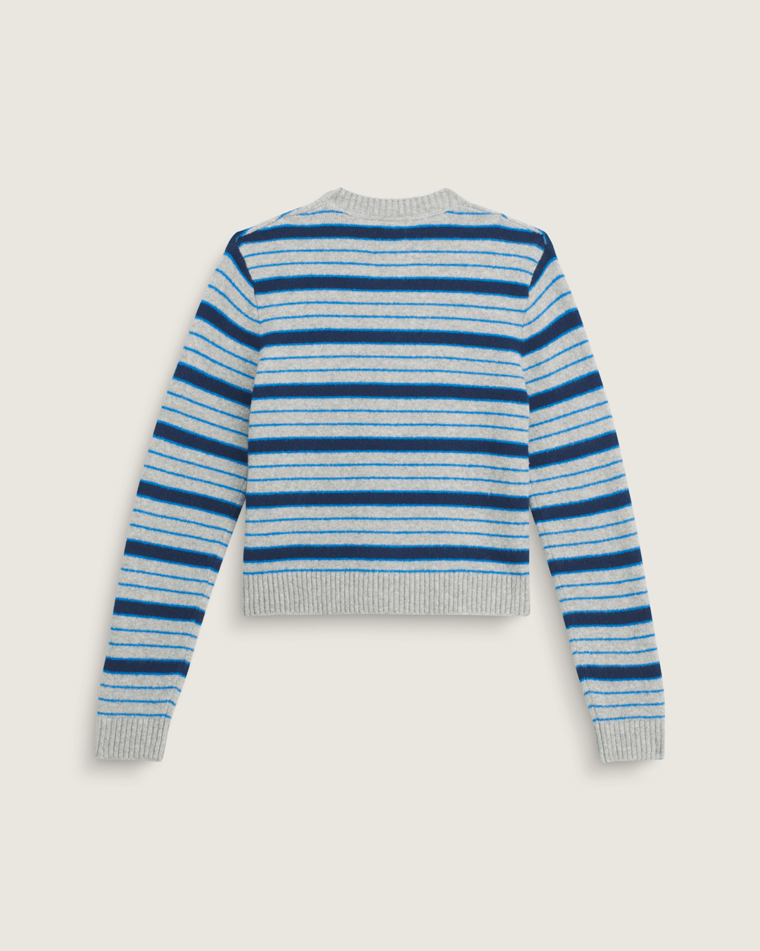 Vans Premium Dolly Stripe Cardigan Sweater in Cement Heather Grey / Bright Azure Blue