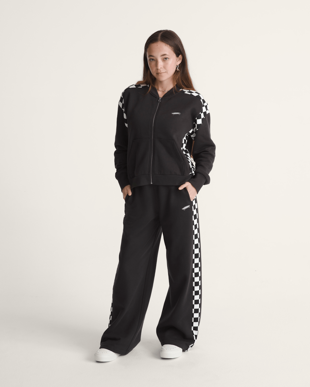 Vans Rookie Track Zip Sweatshirt in Checkerboard Black