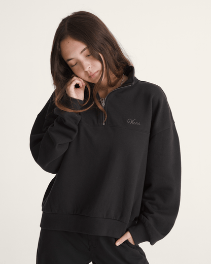 Vans Script Logo Mock Neck Sweatshirt in Black