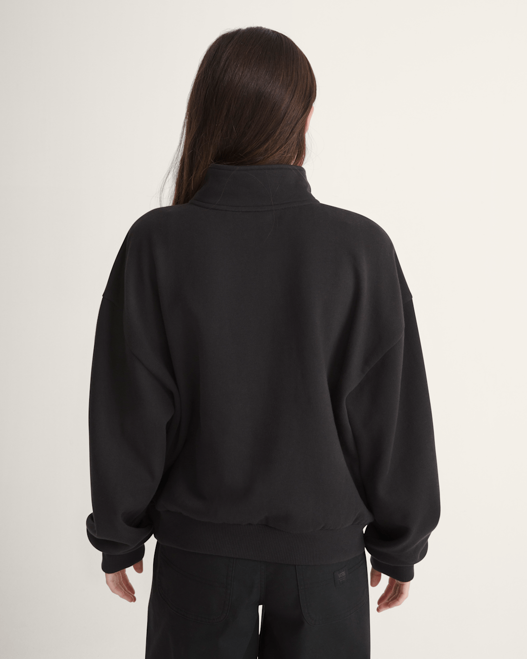 Vans Script Logo Mock Neck Sweatshirt in Black