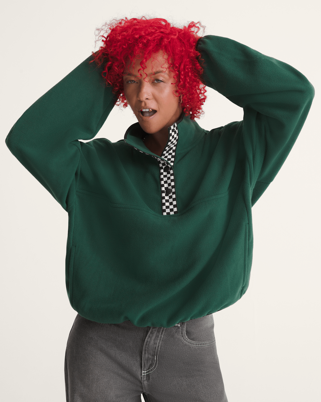Vans Check Mark Polar Sweatshirt in Emerald Green