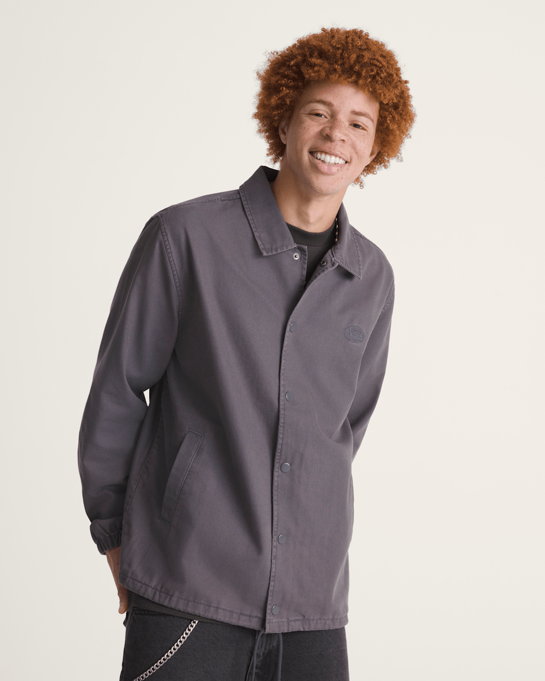 Vans Torrey Pigment Canvas Coaches Jacket in Asphalt Grey