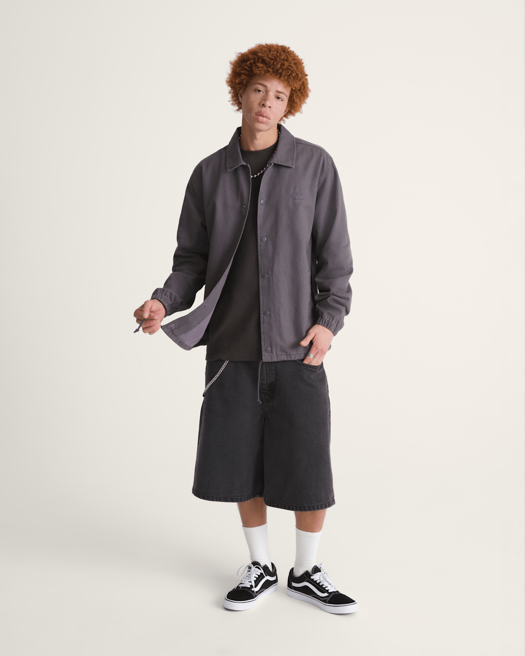 Vans Torrey Pigment Canvas Coaches Jacket in Asphalt Grey