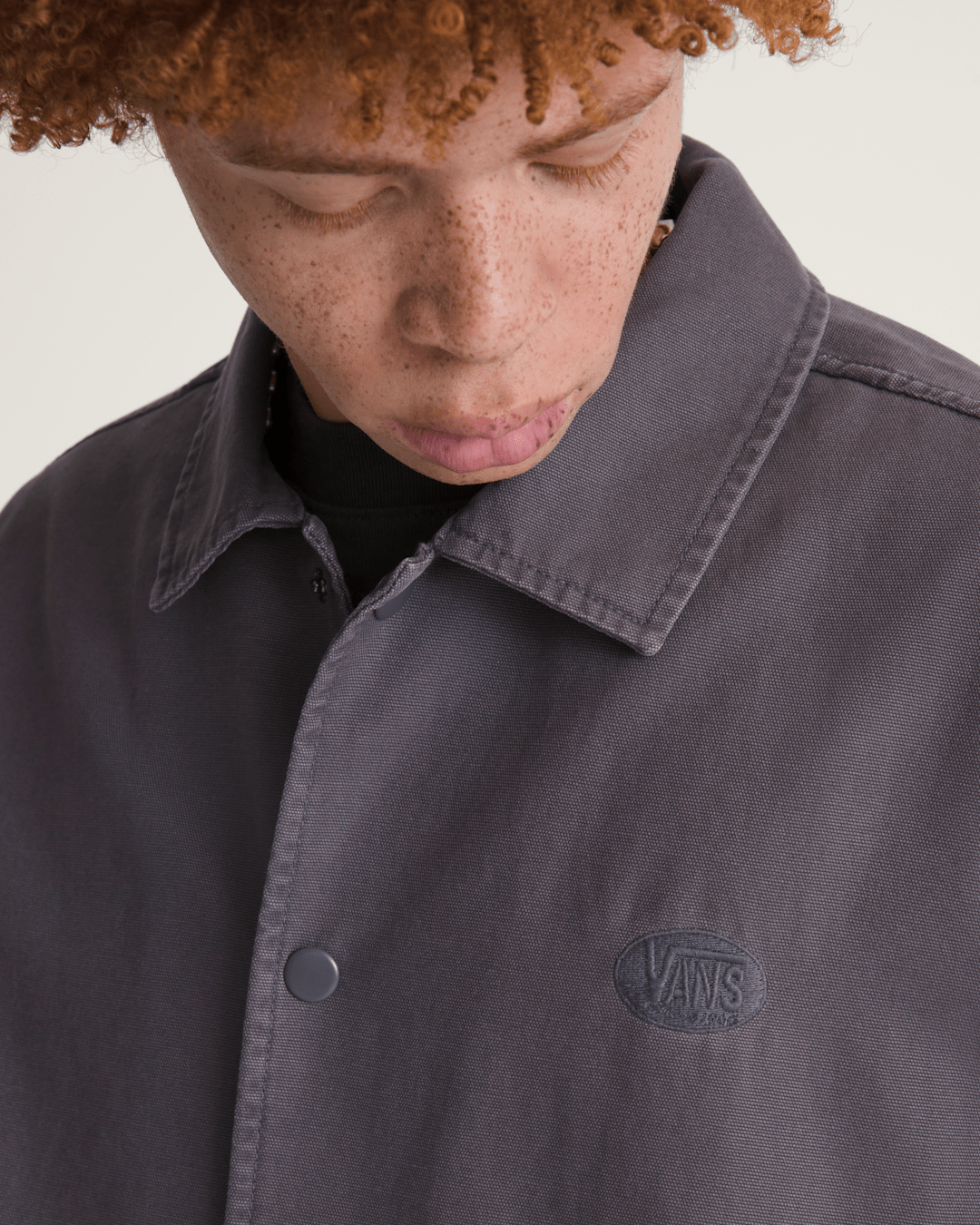 Vans Torrey Pigment Canvas Coaches Jacket in Asphalt Grey