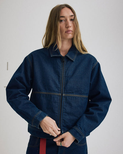 Vans Premium Denim Station Jacket in Dark Indigo Blue