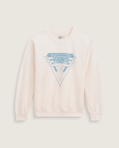 Vans Waffle Shop Wave Blend Crewneck Sweatshirt in Marshmallow White