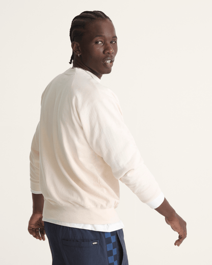 Vans Waffle Shop Wave Blend Crewneck Sweatshirt in Marshmallow White
