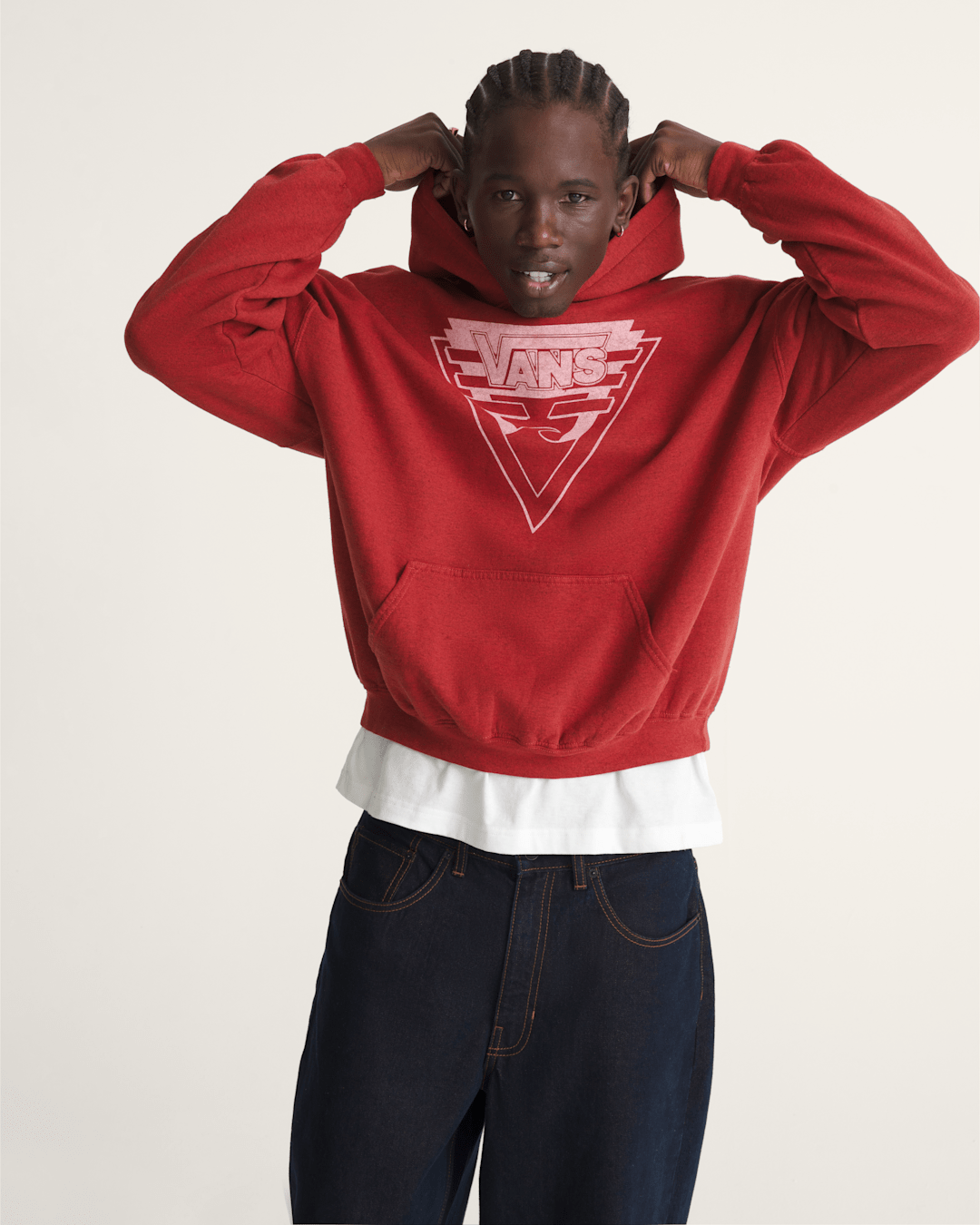 Vans Waffle Shop Wave Blend Pullover Hoodie in Red