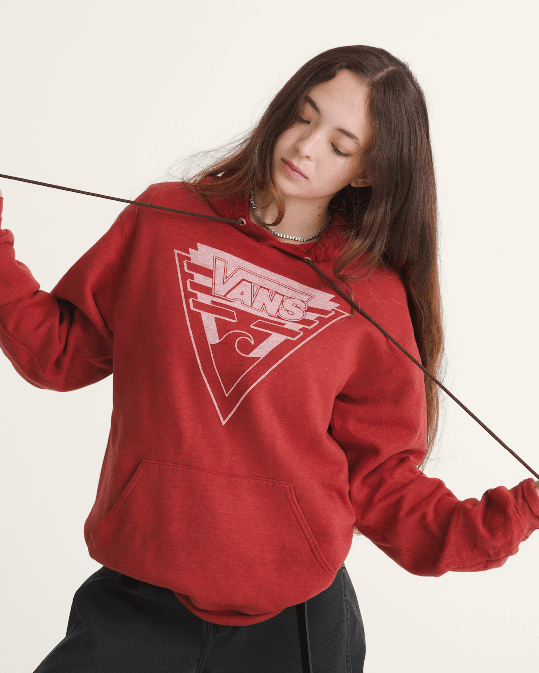 Vans Waffle Shop Wave Blend Pullover Hoodie in Red