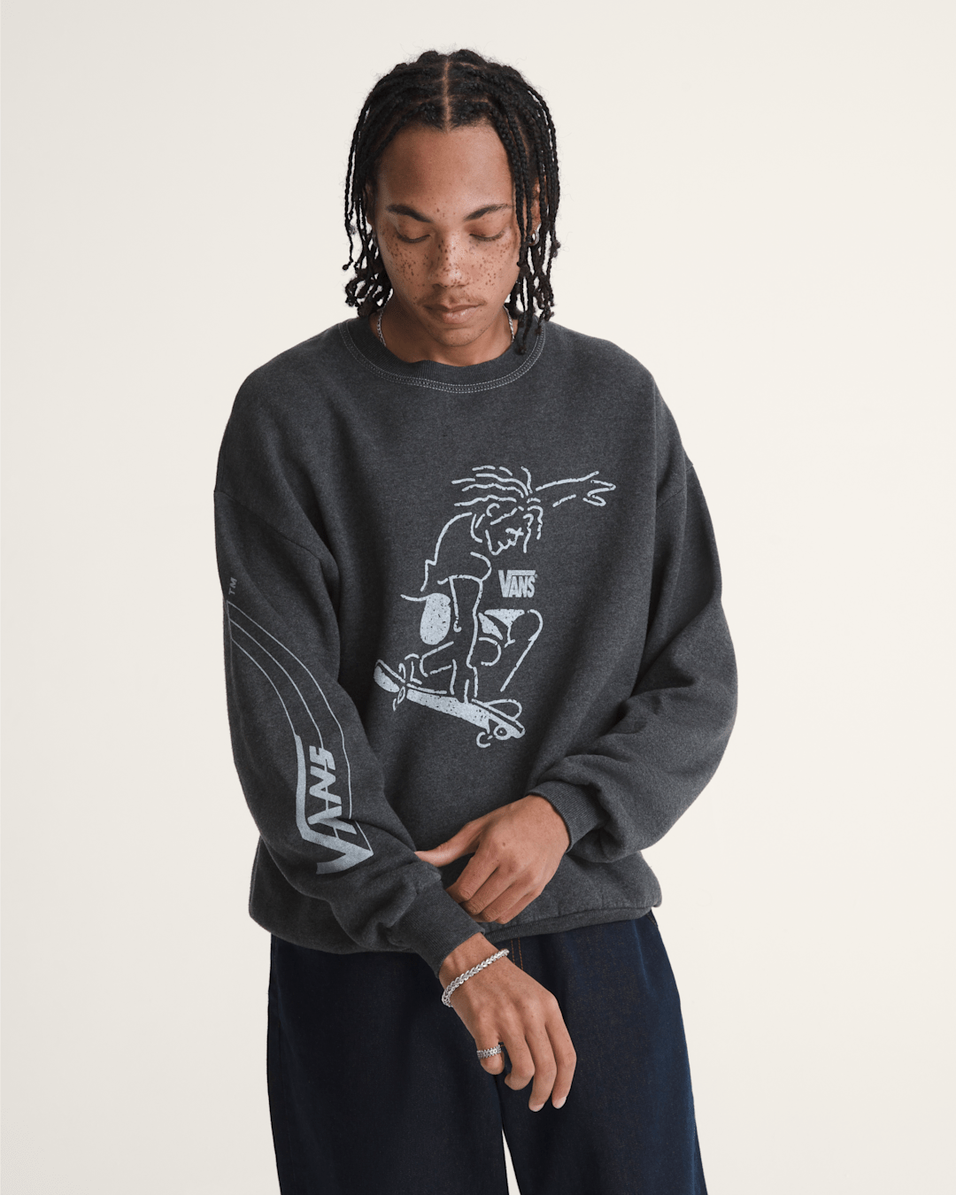 Vans Waffle Shop Skate Crest Crewneck Sweatshirt in Charcoal Grey