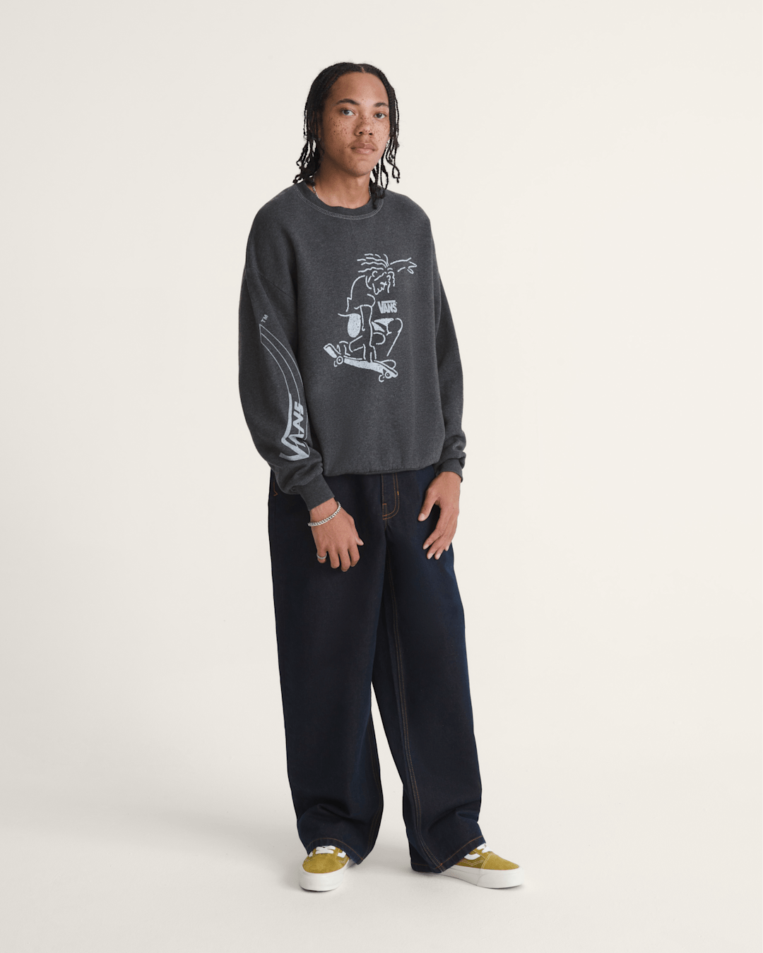 Vans Waffle Shop Skate Crest Crewneck Sweatshirt in Charcoal Grey