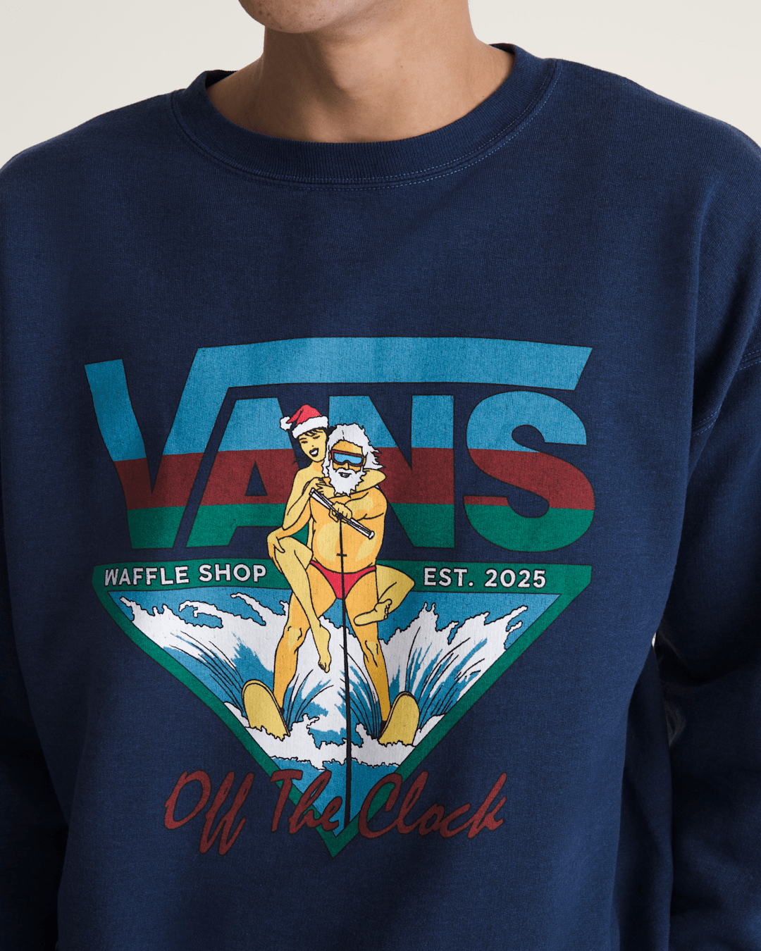 Vans Waffle Shop Off the Clock Crew Sweatshirt in Navy Blue