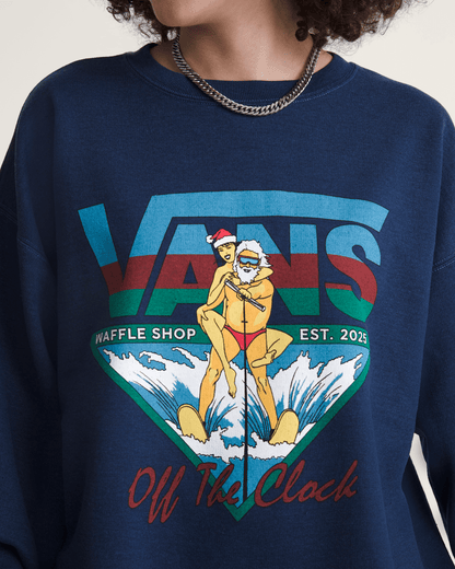 Vans Waffle Shop Off the Clock Crew Sweatshirt in Navy Blue