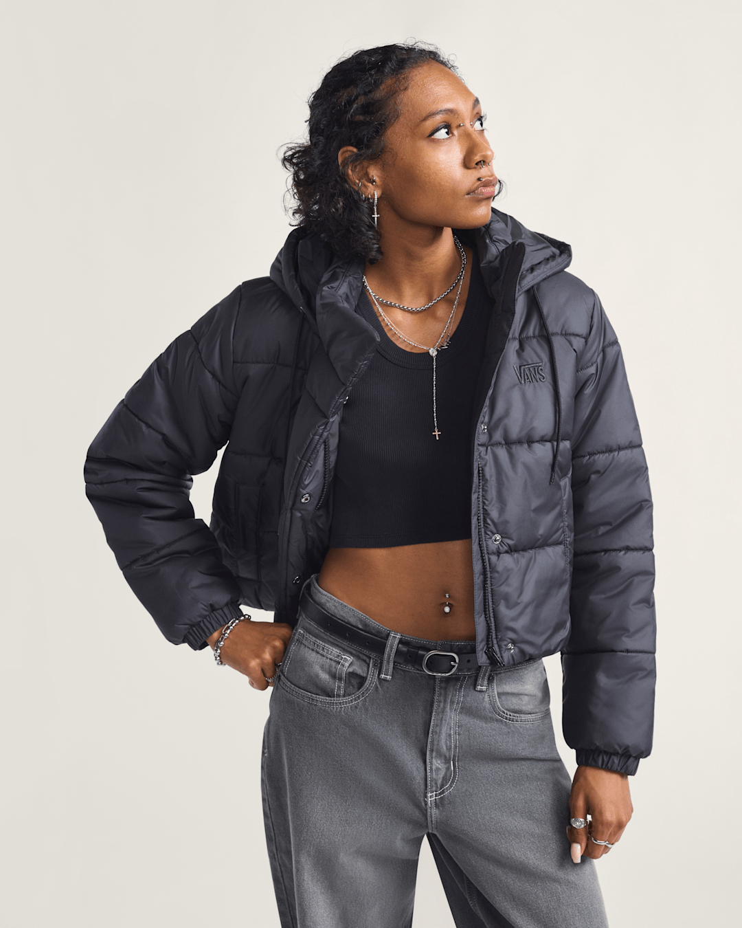 Vans Hillgate Cropped Puffer Jacket in Black