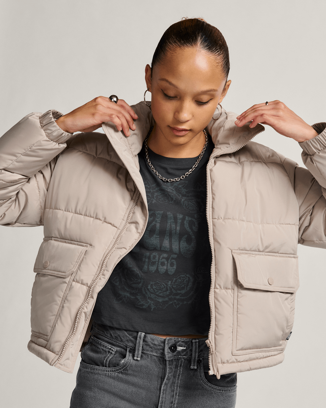 Vans Aubrey Primaloft Puffer Jacket in Mushroom Brown