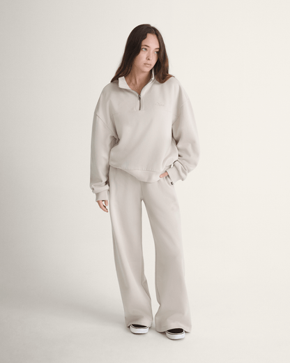 Vans Script Logo Mock Neck Sweatshirt in Taupe Mist Grey